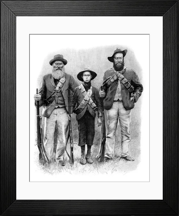 Framed Print : Boer War. Three generations of Boer combatants (1900)