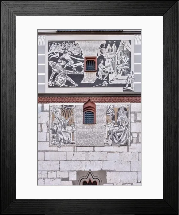 Framed Print : Murals on Schimmelturm in Lauingen, Dillingen district, Bavaria, Danube, Germany Framed Print : Murals on Schimmelturm in Lauingen, Dillingen district, Bavaria, Danube, Germany