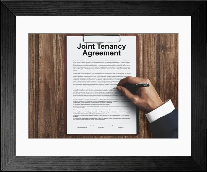 Framed Print : Joint Tenancy Agreement Property Renting Estate Concept Framed Print : Joint Tenancy Agreement Property Renting Estate Concept