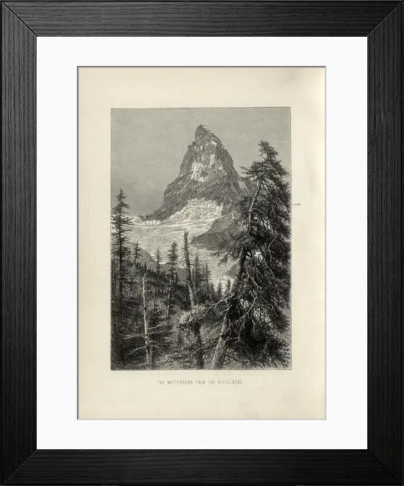 Framed Print : The Matterhorn from the Riffelberg, View of the Matterhorn from Riffelberg, bound to p. 226, Whymper, Edward (sc.), 1880 Framed Print : The Matterhorn from the Riffelberg, View of the Matterhorn from Riffelberg, bound to p. 226, Whymper, Edward (sc.), 1880