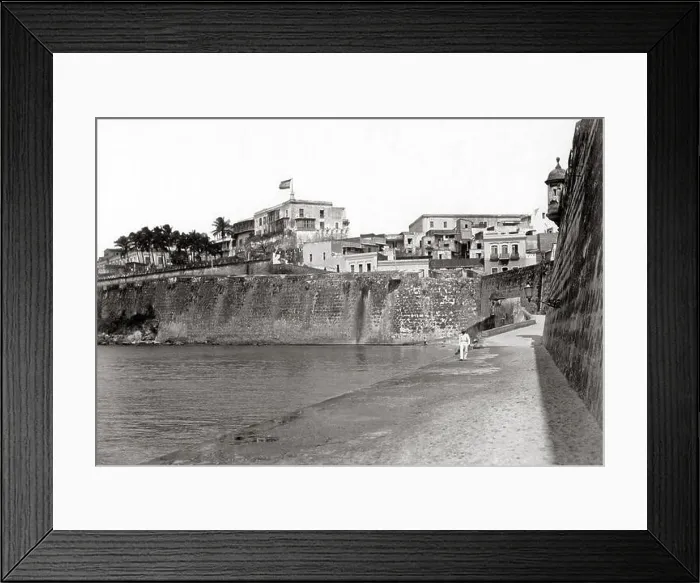 Framed Print : Late 19th century photograph - San Juan, Puerto Rico, West Indies, from the sea wall, c.1900