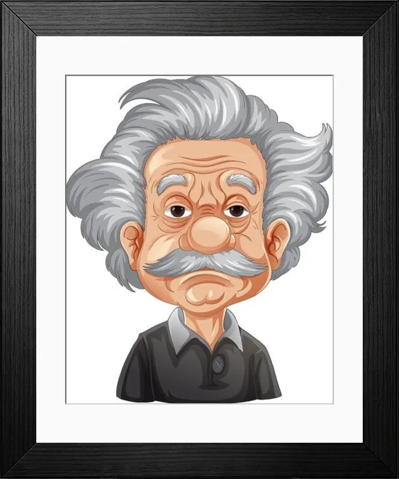 Framed Print : Albert Einstein cartoon character illustration Framed Print : Albert Einstein cartoon character illustration
