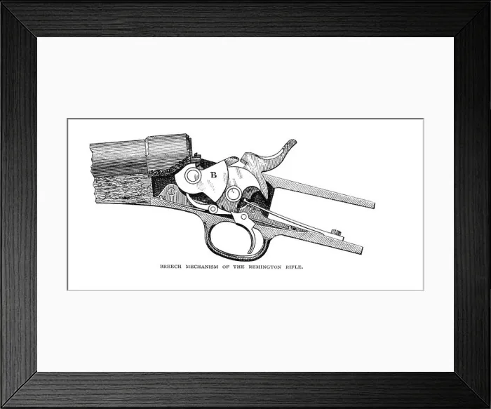 Framed Print : Breech mechanism of the Remington rifle. Originally published in January 1880 in Scribner's Monthly Magazine Framed Print : Breech mechanism of the Remington rifle. Originally published in January 1880 in Scribner's Monthly Magazine