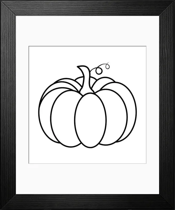 Framed Print : Pumpkin outline. Autumnal cartoon illustration. Shape for halloween or thanksgiving party invitation. Autumn vector image. Seasonal clipart graphic co Framed Print : Pumpkin outline. Autumnal cartoon illustration. Shape for halloween or thanksgiving party invitation. Autumn vector image. Seasonal clipart graphic co