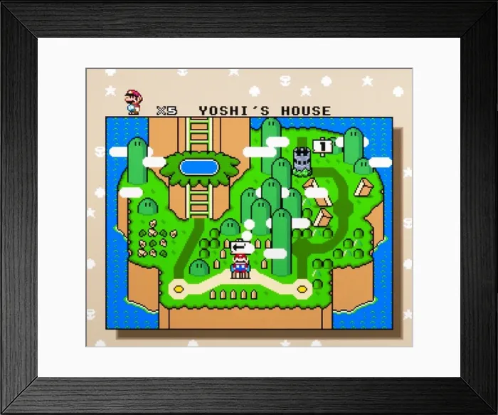 Framed Print : Super Mario world video game - Yoshi's house Framed Print : Super Mario world video game - Yoshi's house