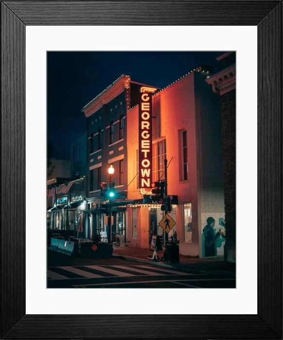 Framed Print : Georgetown neon sign at night in Washington, District of Columbia Framed Print : Georgetown neon sign at night in Washington, District of Columbia