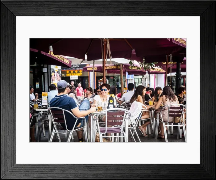 Framed Print : People relaxing in a bar terrace in Madrid, Spain Framed Print : People relaxing in a bar terrace in Madrid, Spain