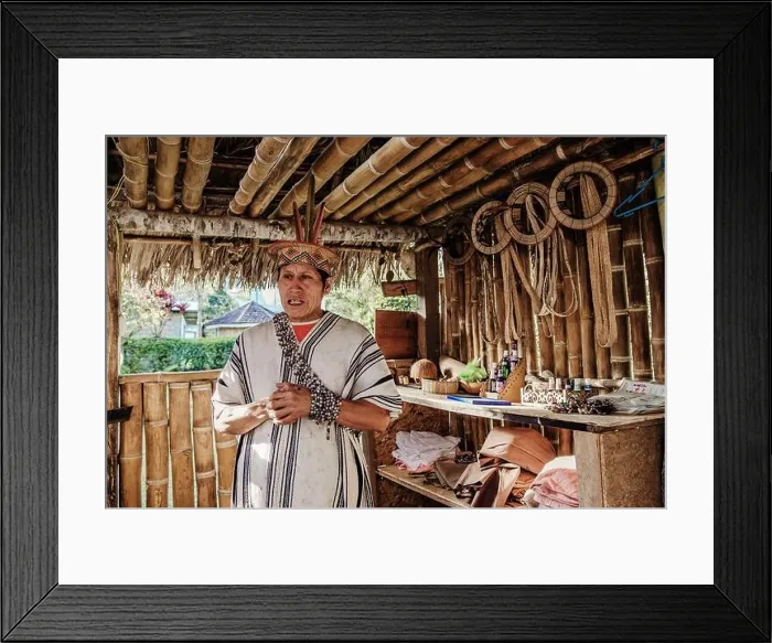 Framed Print : October 28, 2019, Peru. Peruvian jungle man wise in natural medicine, from the community of Yaneshas, Oxapampa