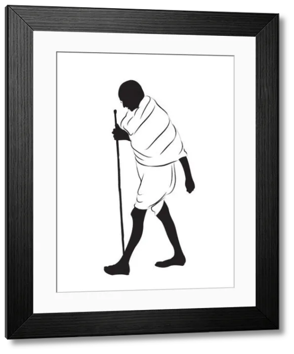 Framed Print : Mahatma Gandhi walking.leader of freedom fighters and father of the nation Framed Print : Mahatma Gandhi walking.leader of freedom fighters and father of the nation