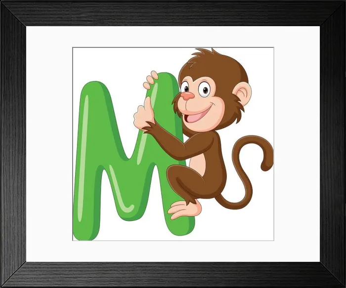 Framed Print : Alphabet letter M for Monkey Framed Print : Alphabet letter M for Monkey