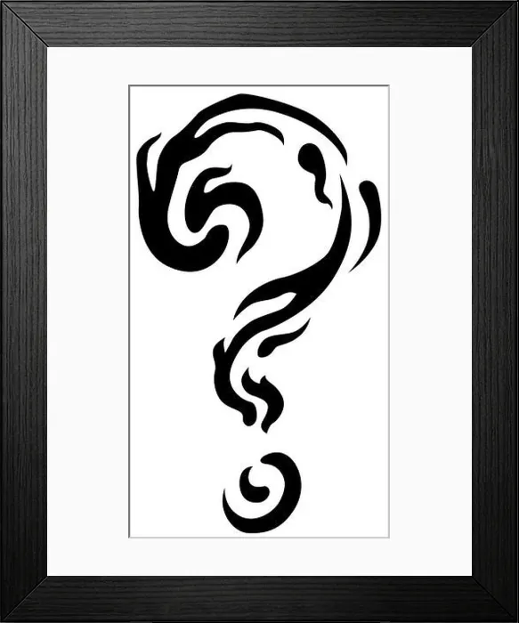 Framed Print : Flames question mark decoration stencil abstract design, vector, vertical, over white Framed Print : Flames question mark decoration stencil abstract design, vector, vertical, over white