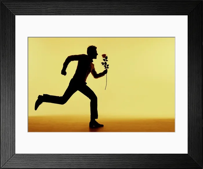 Framed Print : Handsome guy running to his girlfriend Framed Print : Handsome guy running to his girlfriend