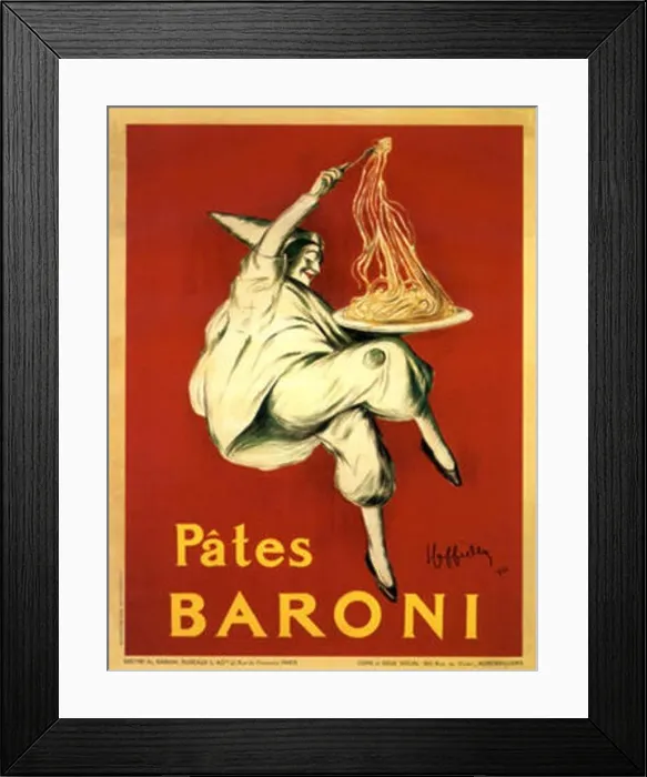 Framed Print : English: Pates Baroni is a painting by Leonetto Cappiello. It is a brilliant French pasta advertisement for spaghetti in Paris Framed Print : English: Pates Baroni is a painting by Leonetto Cappiello. It is a brilliant French pasta advertisement for spaghetti in Paris