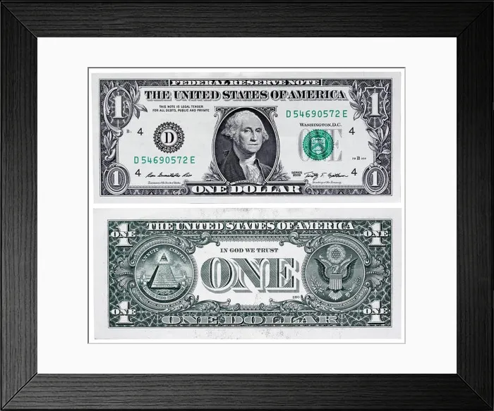 Framed Print : 1 dollar banknote, president George Washington, USA, 2009 Framed Print : 1 dollar banknote, president George Washington, USA, 2009