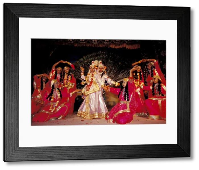 Framed Print : india uttar pradesh vrindavan Ras Lila show in Vrindavan Ras Lila theatre is a traditional drama dance preformed by Bramhin boys at the age of 13 14
