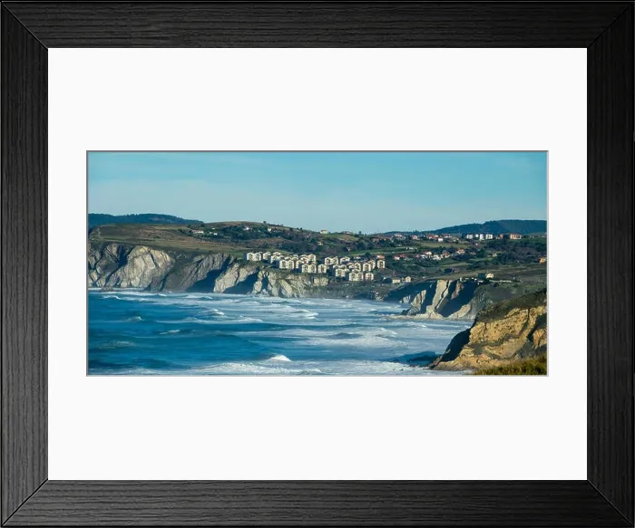 Framed Print : Sea waves near coast cliffs in Sopelana, Basque Country Framed Print : Sea waves near coast cliffs in Sopelana, Basque Country