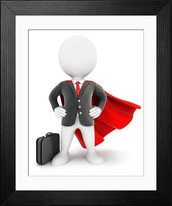 Framed Print : 3d white people businessman superhero, isolated white background, 3d image Framed Print : 3d white people businessman superhero, isolated white background, 3d image