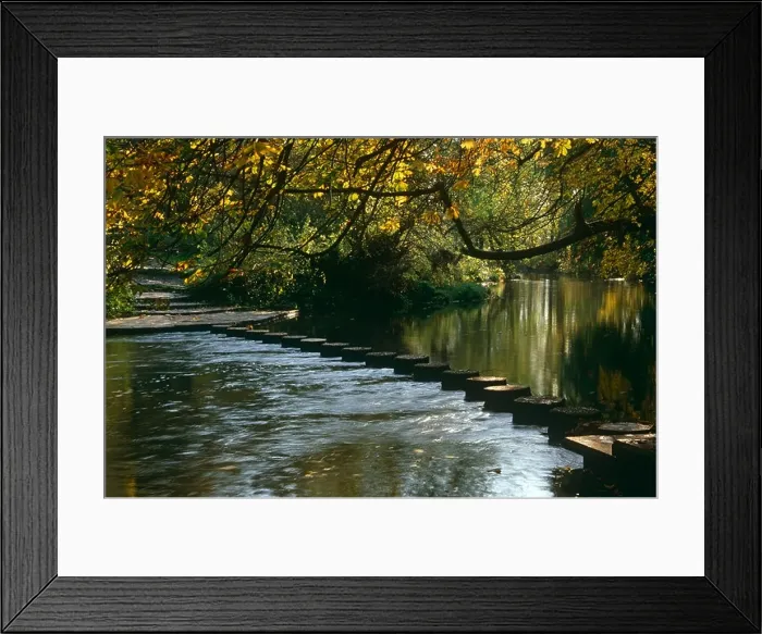 Framed Print : The Stepping Stones on the RIver Mole, and Autumn Foliage, near Dorking, Surrey, England, UK Framed Print : The Stepping Stones on the RIver Mole, and Autumn Foliage, near Dorking, Surrey, England, UK
