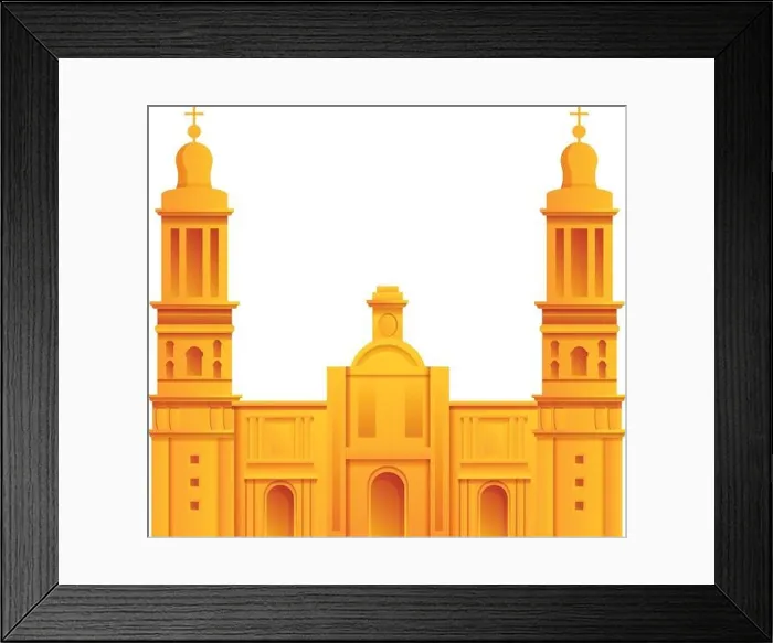 Framed Print : Mexican cathedral icon. Cartoon of mexican cathedral vector icon for web design isolated on white background Framed Print : Mexican cathedral icon. Cartoon of mexican cathedral vector icon for web design isolated on white background