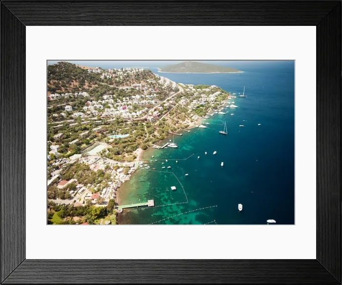 Framed Print : Aerial view of Hebil Cove Türkbükü Bodrum Turkey Framed Print : Aerial view of Hebil Cove Türkbükü Bodrum Turkey