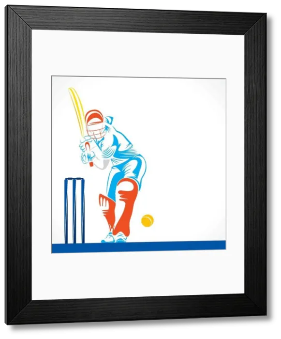 Framed Print : creative abstract cricket player design by brush stroke vector Framed Print : creative abstract cricket player design by brush stroke vector