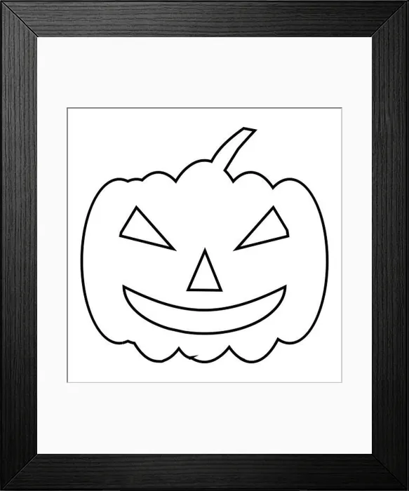 Framed Print : Pumpkin on halloween icon, outline style Framed Print : Pumpkin on halloween icon, outline style