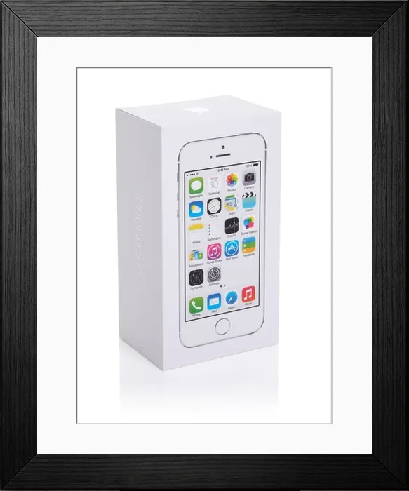 Framed Print : Retail packaging box for an Apple iPhone 5S Framed Print : Retail packaging box for an Apple iPhone 5S