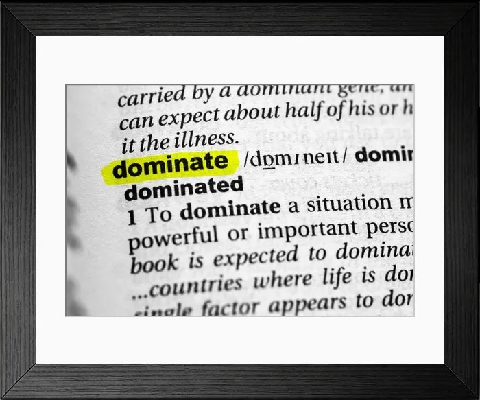 Framed Print : Highlighted word dominate concept and meaning Framed Print : Highlighted word dominate concept and meaning