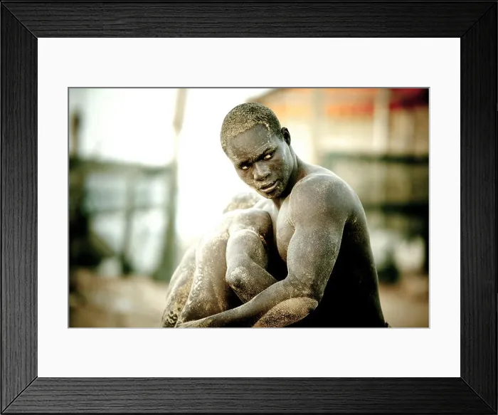 Framed Print : Senegalese wrestlers in Dakar training in the sand Framed Print : Senegalese wrestlers in Dakar training in the sand