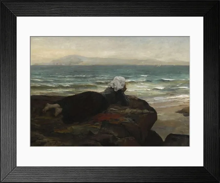 Framed Print : The cliff by Jules Breton Framed Print : The cliff by Jules Breton