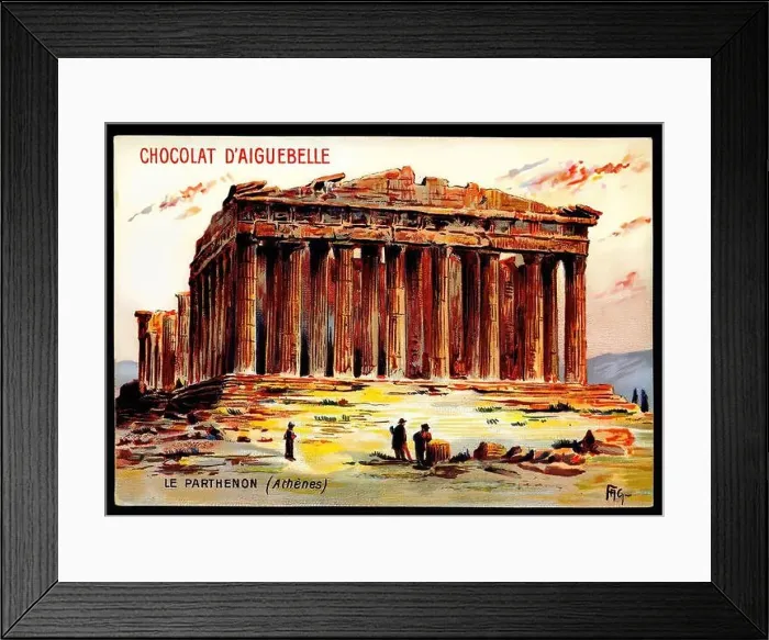 Framed Print : The Parthenon - Vintage French Tradecard, Belle Epoque Era Framed Print : The Parthenon - Vintage French Tradecard, Belle Epoque Era