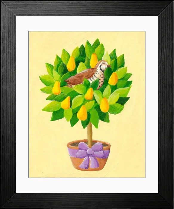 Framed Print : Acrylic illustration of a partridge in a pear tree Framed Print : Acrylic illustration of a partridge in a pear tree