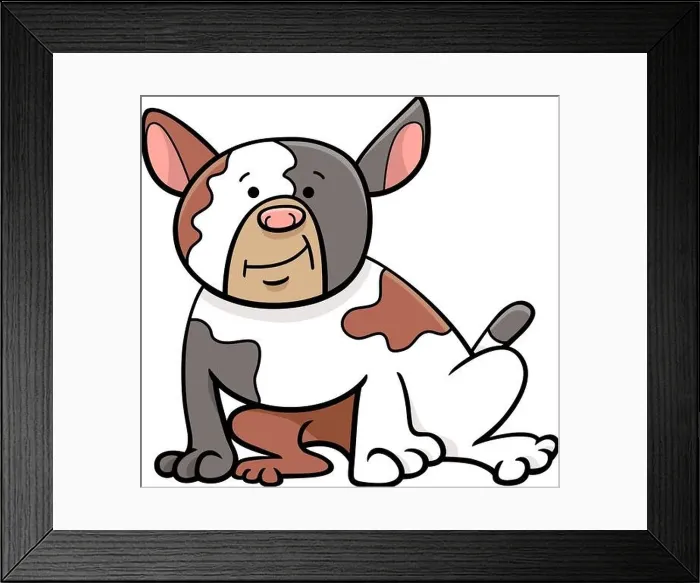 Framed Print : Cartoon Illustration of Spotted Bulldog Dog Animal Character Framed Print : Cartoon Illustration of Spotted Bulldog Dog Animal Character