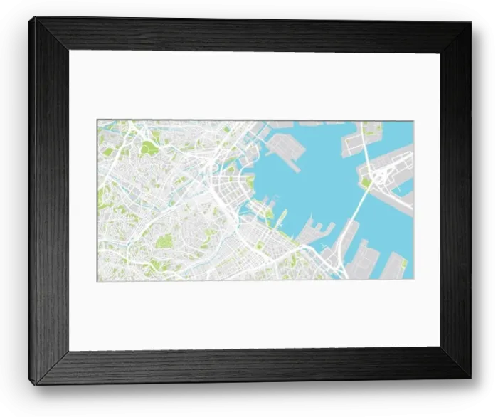 Framed Print : Urban vector city map of Yokohama, Japan Framed Print : Urban vector city map of Yokohama, Japan