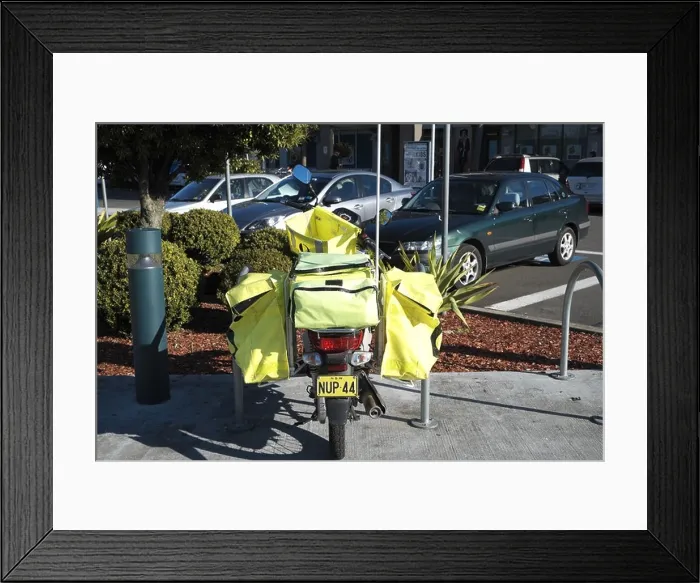 Framed Print : honda ct110 motorbike used by australian postmen, here seen in warriewood in sydney's north, new south wales, australia Framed Print : honda ct110 motorbike used by australian postmen, here seen in warriewood in sydney's north, new south wales, australia