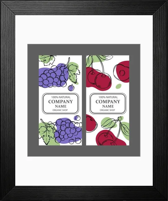 Framed Print : CHERRY AND GRAPE Label Templates Design Of Stickers For Shop Of Tropical Organic Natural Fresh Juicy Fruits Wine And Dessert Drinks In Vintage Vector Framed Print : CHERRY AND GRAPE Label Templates Design Of Stickers For Shop Of Tropical Organic Natural Fresh Juicy Fruits Wine And Dessert Drinks In Vintage Vector