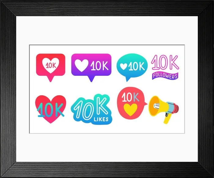 Framed Print : 10000 followers vector set 10k celebration. Ten thousands subscribers followers set Framed Print : 10000 followers vector set 10k celebration. Ten thousands subscribers followers set
