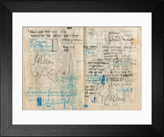 Framed Print : Contract of fiction between Jean Michel Basquiat and Helmut Diez Framed Print : Contract of fiction between Jean Michel Basquiat and Helmut Diez