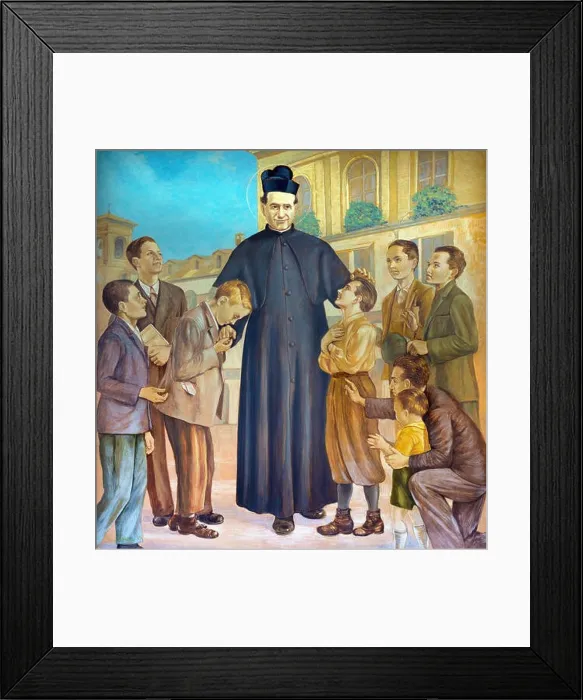 Framed Print : TURIN, ITALY - MARCH 15, 2017: The painting of Saint Don Bosco in the middle of his boys in church Basilica Maria Ausiliatrice by Paolo Giovanni Crida Framed Print : TURIN, ITALY - MARCH 15, 2017: The painting of Saint Don Bosco in the middle of his boys in church Basilica Maria Ausiliatrice by Paolo Giovanni Crida