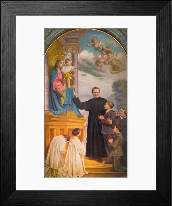 Framed Print : TURIN, ITALY - MARCH 15, 2017: The painting of Don Bosco and Mary Help of Christians in church Basilica Maria Ausiliatrice by Paolo Giovanni Crida Framed Print : TURIN, ITALY - MARCH 15, 2017: The painting of Don Bosco and Mary Help of Christians in church Basilica Maria Ausiliatrice by Paolo Giovanni Crida