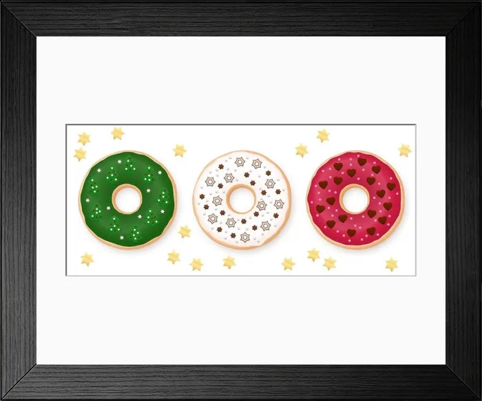 Framed Print : Christmas donuts set. Green, white and red donut decorated with sweet festive fondant - chocolate, marzipan and sugar stars, fir trees, snowflakes Framed Print : Christmas donuts set. Green, white and red donut decorated with sweet festive fondant - chocolate, marzipan and sugar stars, fir trees, snowflakes