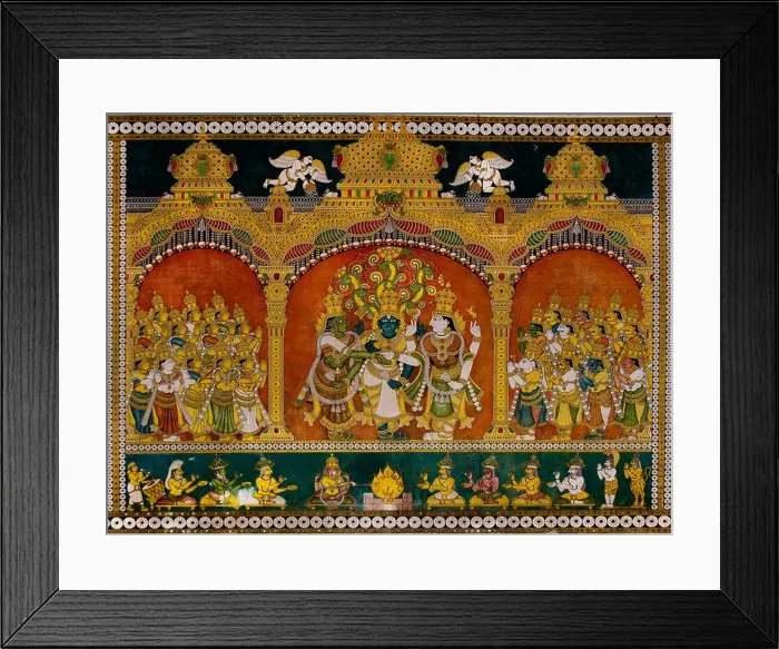 Framed Print : Painting in the Sri Meenakshi Amman Temple Hindu ( dedicated to Parvati - Meenakshi- Shiva- Sundareswarar ) Madurai India