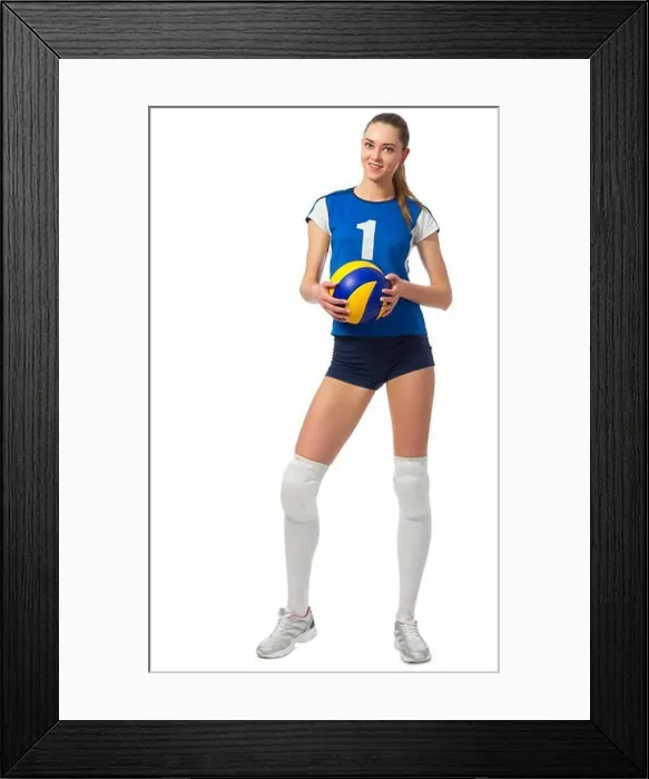 Framed Print : Young girl volleyball player isolated Framed Print : Young girl volleyball player isolated