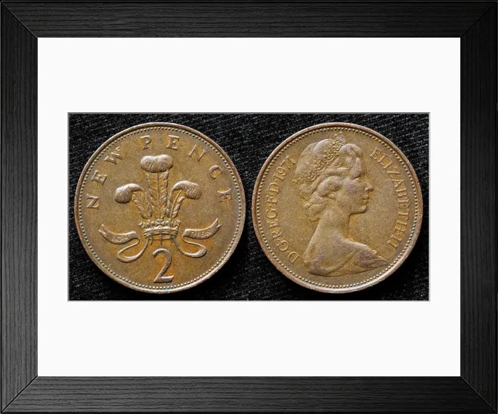 Framed Print : 2 pence coin, UK, 1971 Framed Print : 2 pence coin, UK, 1971