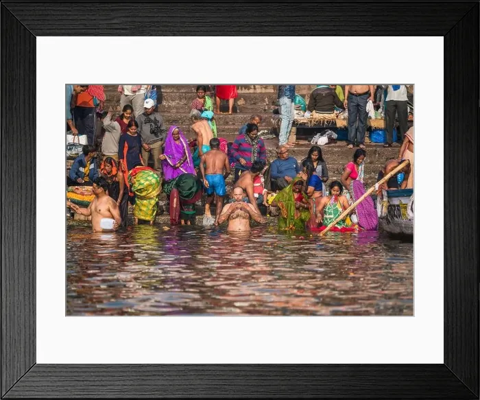 Framed Print : Local people have bath in the Ganga river, Varanasi, India, Asia Framed Print : Local people have bath in the Ganga river, Varanasi, India, Asia