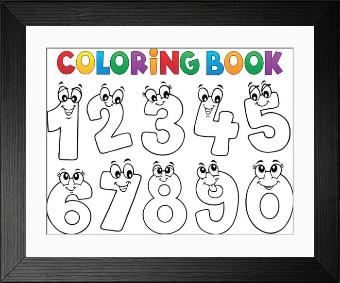 Framed Print : Coloring book cartoon numbers set 1 - eps10 vector illustration Framed Print : Coloring book cartoon numbers set 1 - eps10 vector illustration