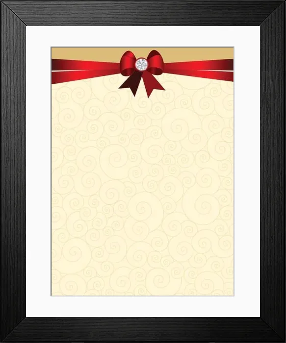 Framed Print : Elegant wedding invitation card background with red ribbon and bow Framed Print : Elegant wedding invitation card background with red ribbon and bow