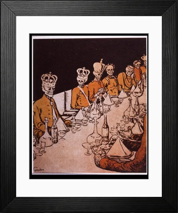 Framed Print : Forecast of the future of European monarchs after 1905 Revolution in Russia. Cartoon from L'Assiette au Beurre, Paris, 29 September 1905 Framed Print : Forecast of the future of European monarchs after 1905 Revolution in Russia. Cartoon from L'Assiette au Beurre, Paris, 29 September 1905