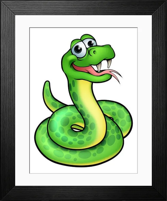 Framed Print : An illustration of a cute cartoon snake Framed Print : An illustration of a cute cartoon snake
