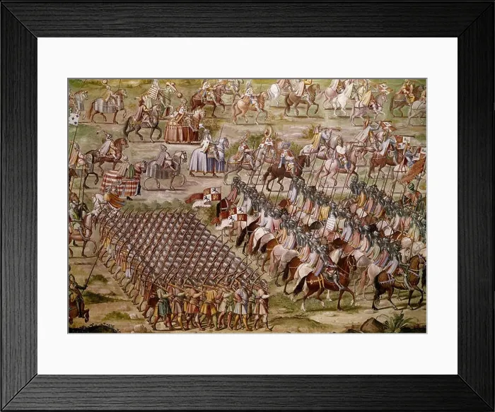 Framed Print : BATALLA DE HIGUERUELA - VICTORIA DE JUAN II DE CASTILLA SOBRE LOS NAZARIES EN GRANADA EL 1 DE JULIO DE 1431-DETALLE DE LOS BALLESTEROS - 1591 Framed Print : BATALLA DE HIGUERUELA - VICTORIA DE JUAN II DE CASTILLA SOBRE LOS NAZARIES EN GRANADA EL 1 DE JULIO DE 1431-DETALLE DE LOS BALLESTEROS - 1591